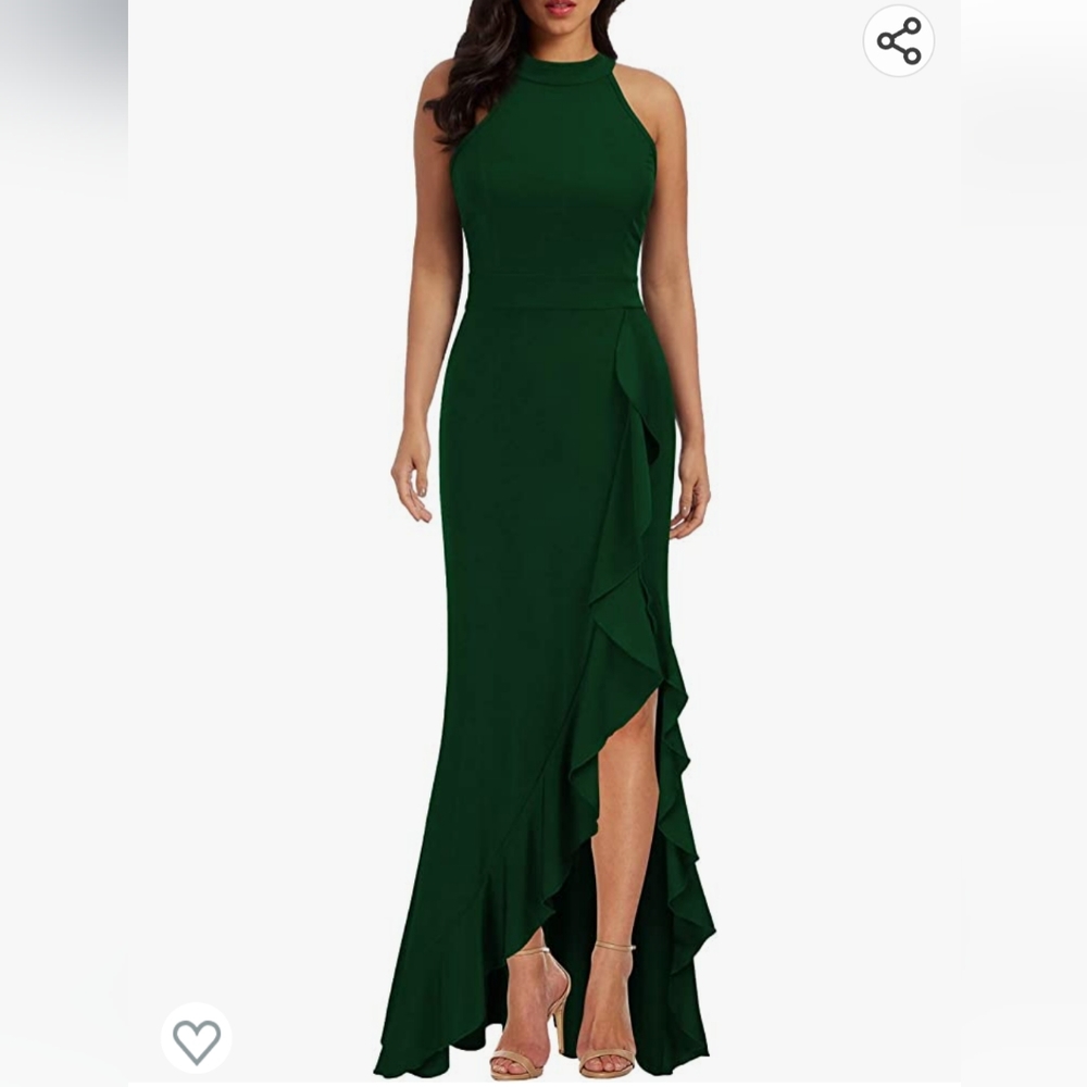 Formal Deep Green Split Leg Dress